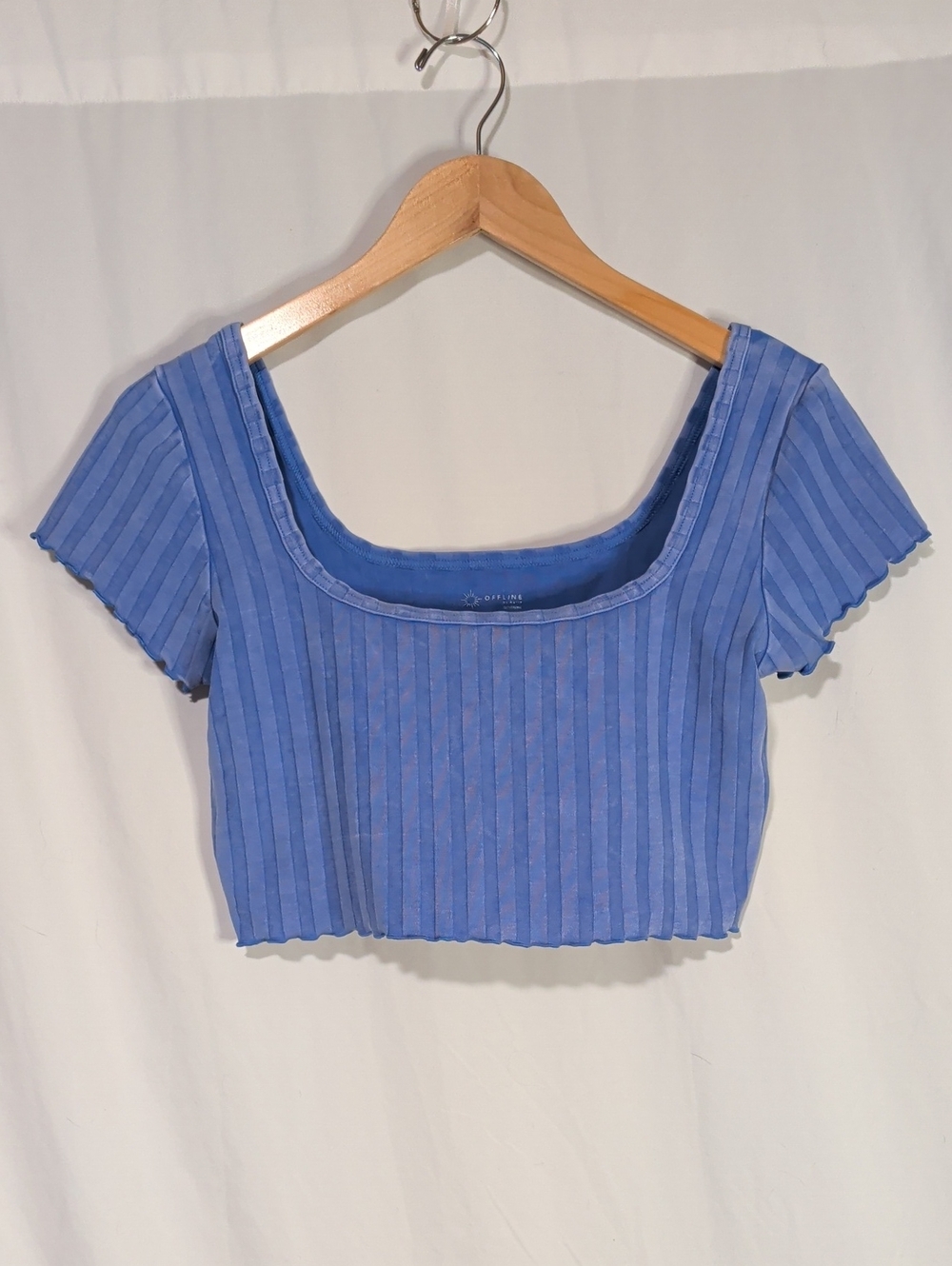 Offline By Aerie Purple Crop Top Cotton Blend Short Sleeve Tee Size M